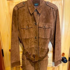 This is a Suede Leather jacket size Medium.  Gently worn Beautiful jacket.